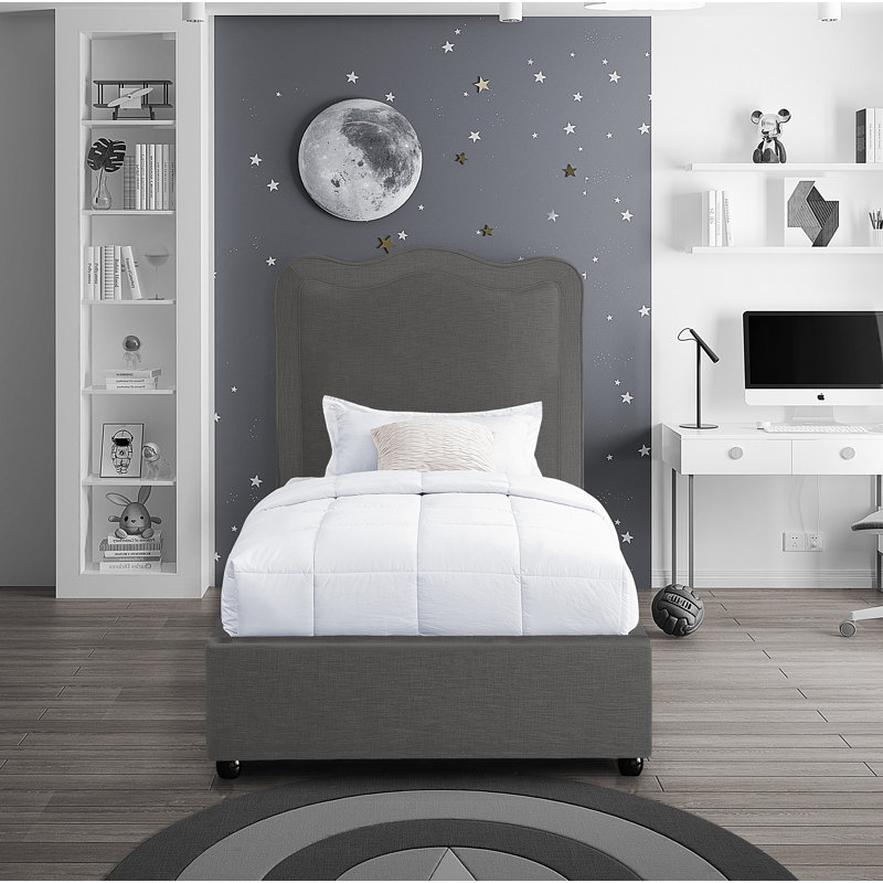 Glenside Upholstered Linen Fabric Bed, Twin, Gray Velvet