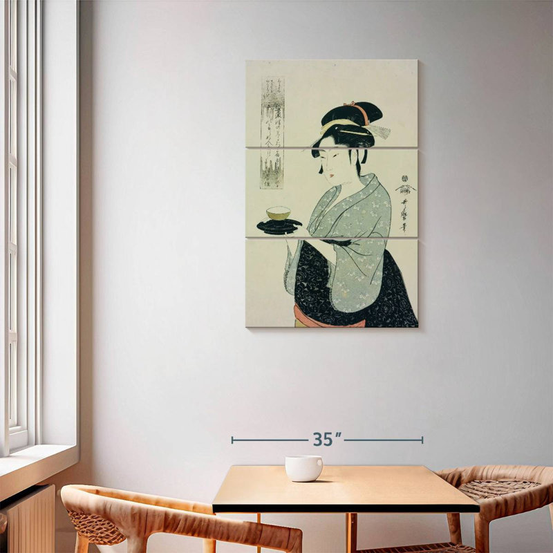 Leisha Naniwaya Okita servant une tasse de thé, H 57 po x l 36 po