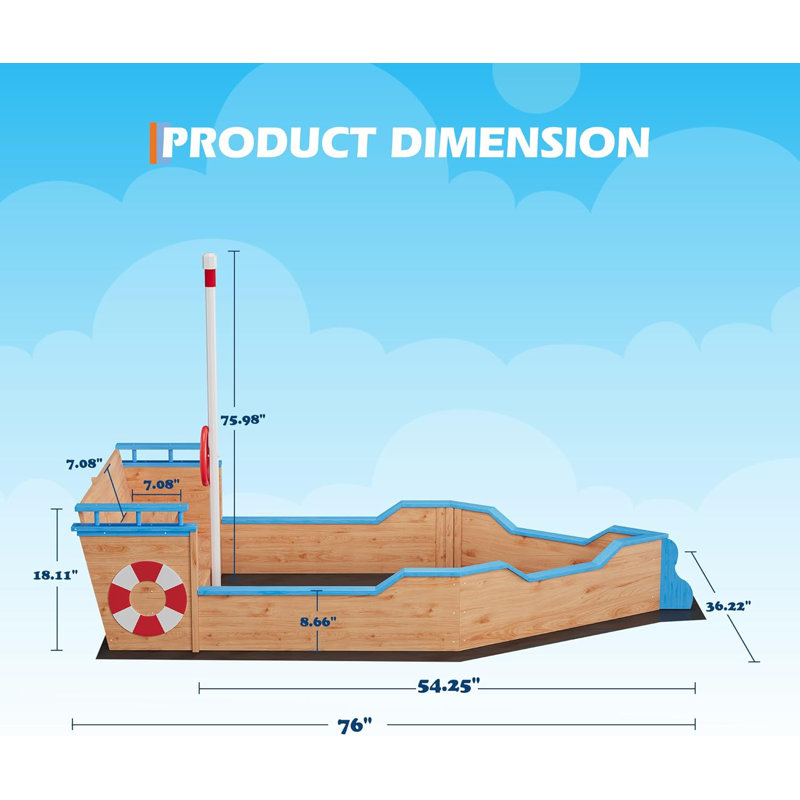 Bac à sable en bois Pirate Ship
