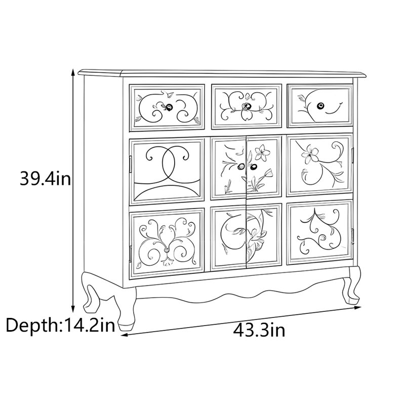 Armoire de couloir en bois massif American Retro, H 39,4 po x l 43,3 po x P 14,2 po, Noir