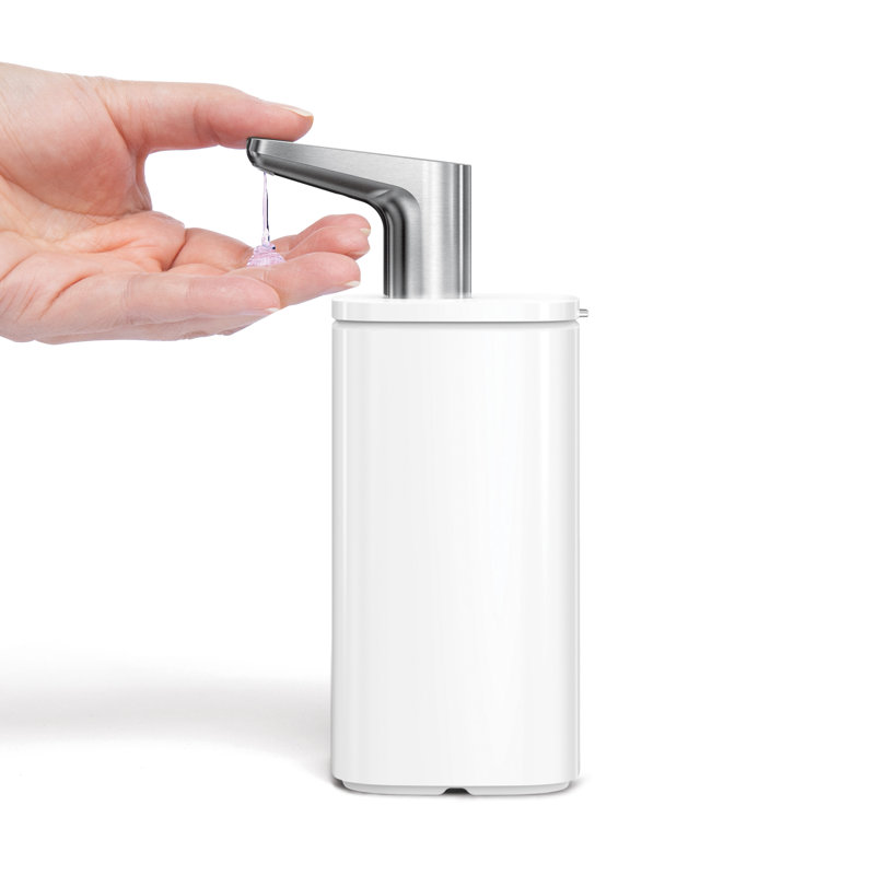 simplehuman 473ml pulse pump soap dispenser, matte black steel, White 