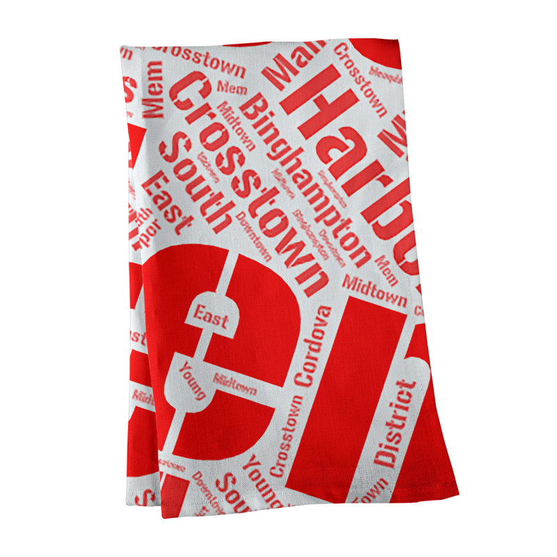 Cotton Tea Towel Kitchen Towel, Red, Memphis