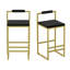 Ensemble de 2 tabourets de bar modernes à hauteur de comptoir en velours avec dossier bas pour îlot de cuisine (or et noir)-119331661-119331663