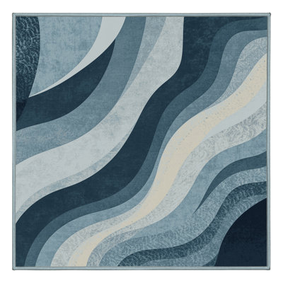 Machine Washable Bensonhurst Sleek & Chic Modern Abstract Rug in Grey – SkyBlue Binding