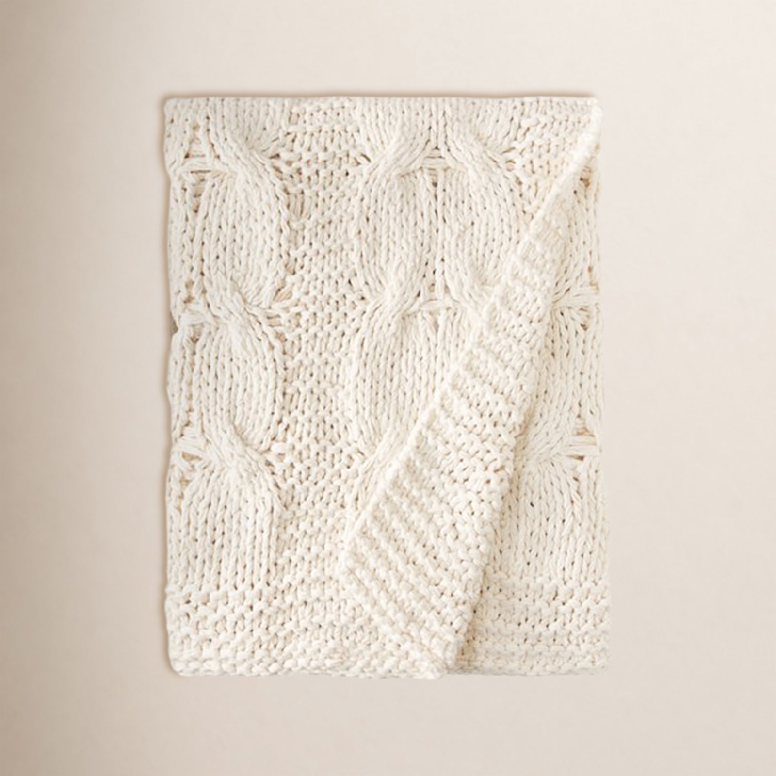Wildomar Cotton Knit Throw Blanket, Natural