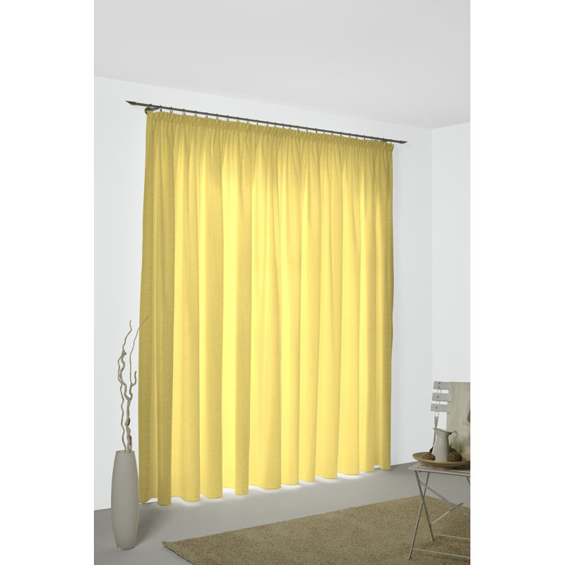 Polyacrylic Opaque Pinch Pleat Curtain Panel, 132cm Width x 405cm Drop, Yellow