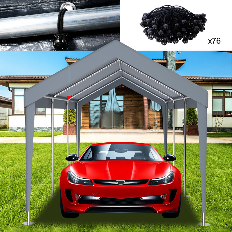 12X20ft Carport Replacement Tarp Canopy - Waterproof, . 76 Elastic Buckles. Grey Polypropylene. Simple Installation And Space Storage. Versatile For Outdoor Needs Purposes Waterproof Protected. Quick