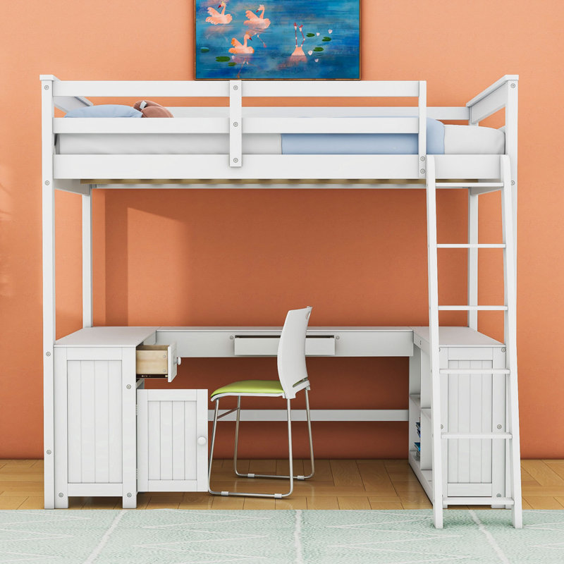 Loft Bed With Integrated U-Shaped Desk And Multi-Storage Drawers, Full, White