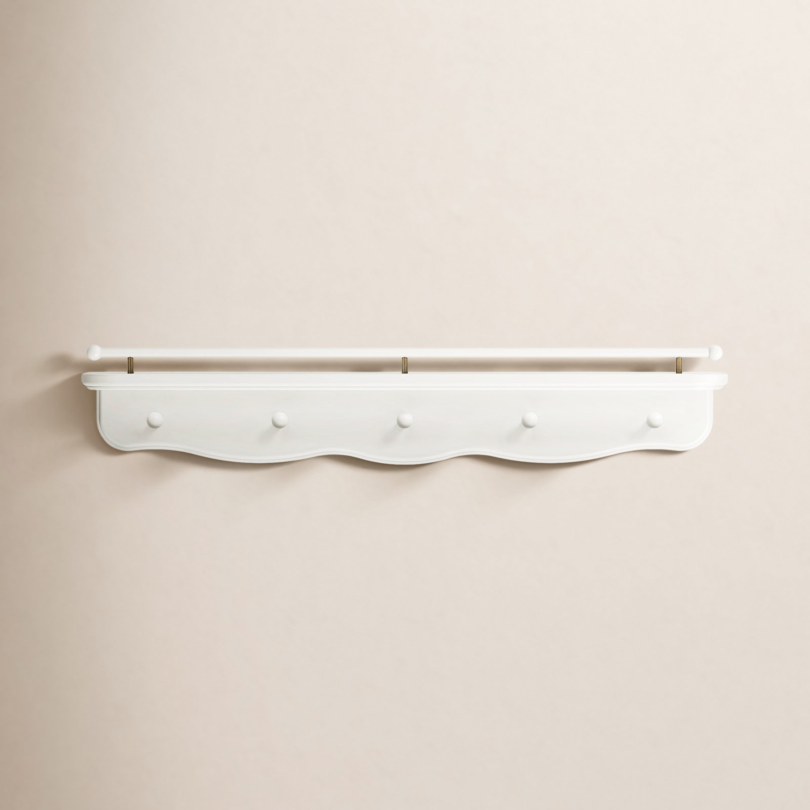 Liberty 31" Wall Shelf with Hooks, Warm White