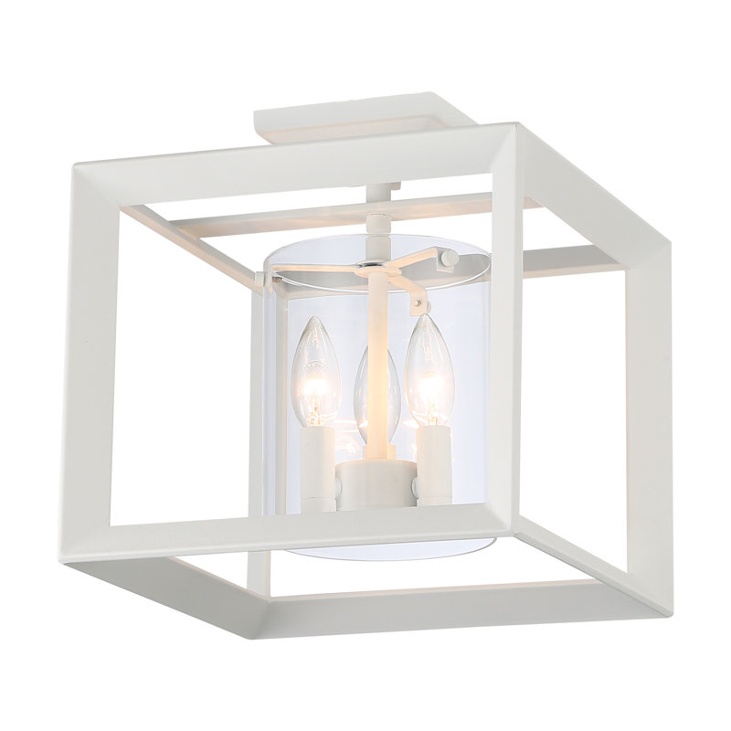 Smyth 3-Light Semi-Flush in Natural White with Clear Glass