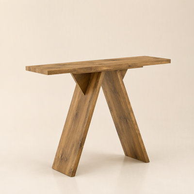 Console, table d'entrée étroite avec piètement en V, console rustique pour canapé