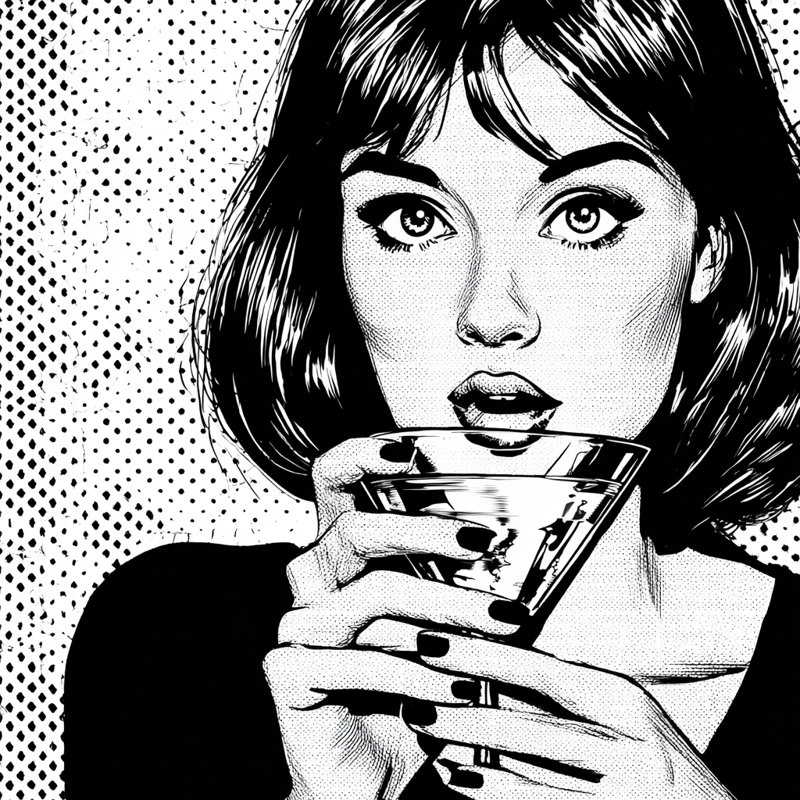 «Midnight Sip», art mural sur toile tendue, H 30 po x l 30 po x P 1,5 po