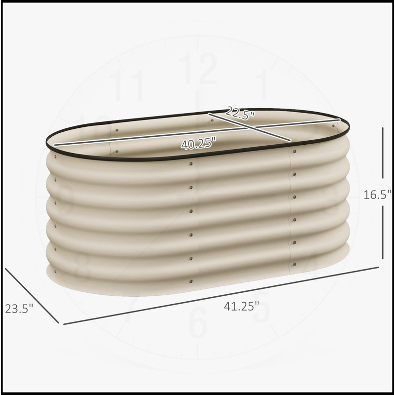 Galvanized Raised Garden Bed Kit, Cream White, 16.5" H x 41.3" W x 41.3" D