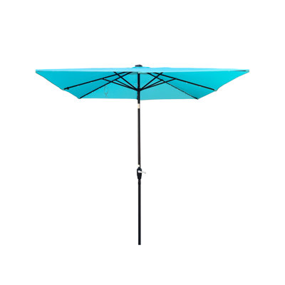 Outdoor Patio Umbrella 2.5X2.5M Square, Led Lighted Solar, 8 Ribs, Waterproof, Crank Lift, For Garden Backyard And Pool, Turquoise, 32 Lights, 40+ Upf Square Solar Umbrella,