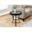 Table basse en verre trempé transparent peu encombrant avec métal martelé noir, idéale pour le salon et la chambre à coucher