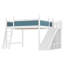 Grand lit mezzanine avec tablettes de rangement et garde-robe, lits mezzanine en bois massif avec glissières et échelles amovibles, aucune boîte à ressorts nécessaire, bleu et blanc (protection par brevet)-1375444163-1375444166