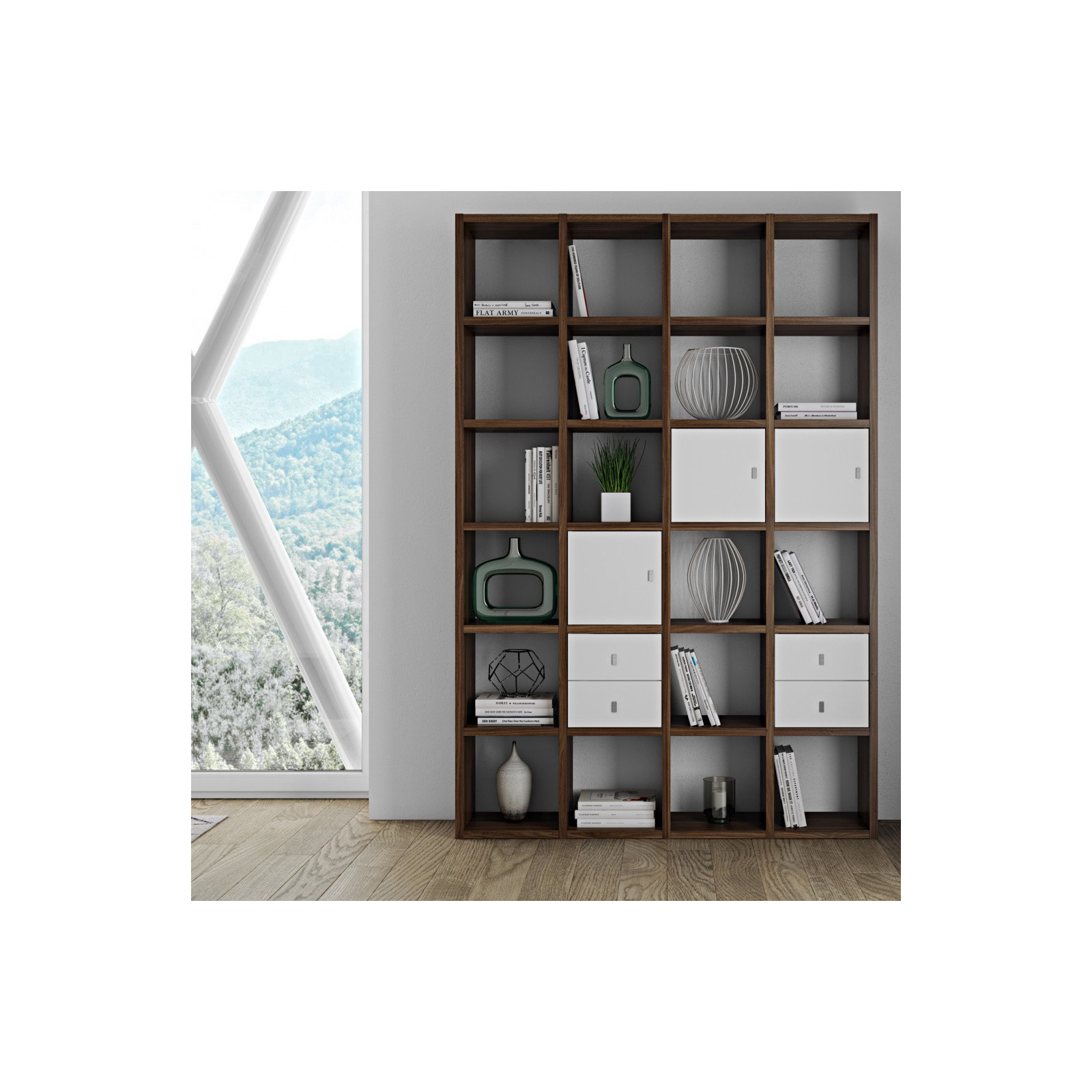 Araeya Wide Bookcase, Walnut