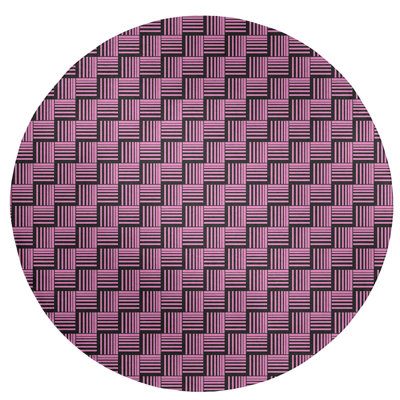 Tapis rose/noir à rayures basketweave