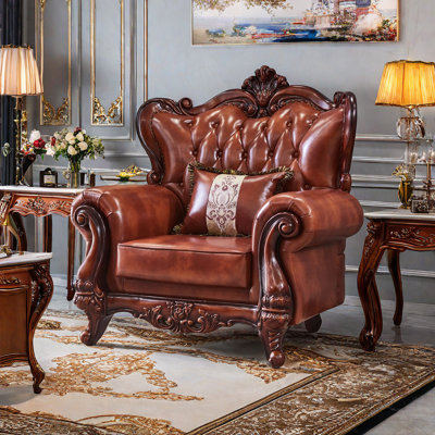 High-end American Living Room Sofa Chair Leather Armchair