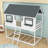 Kids Twin Over Twin Bunk Bed with Roof and Ladder-1453890052