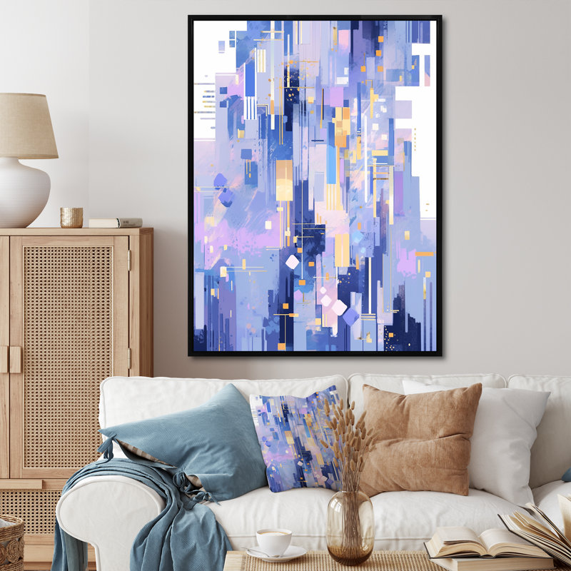 «Contemporary Lavender Bold Illumination I», reproduction d'art sur toile abstraite, Cadre flottant noir