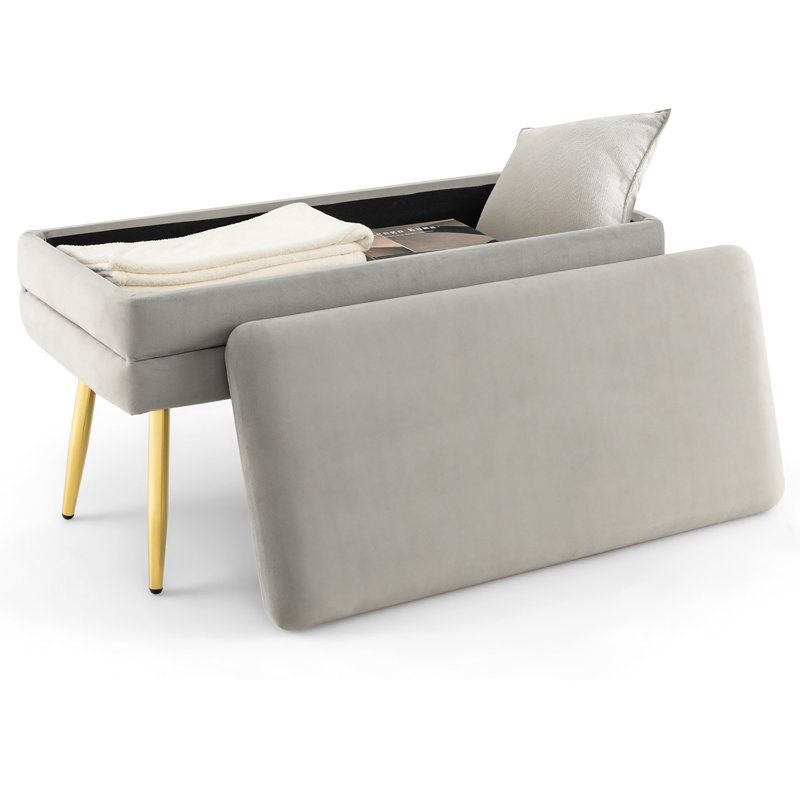 Banc de rangement rembourré en velours Ebern Designs