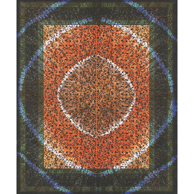 Tapisserie en coton, H 102 po x l 86 po, Orange / Vert