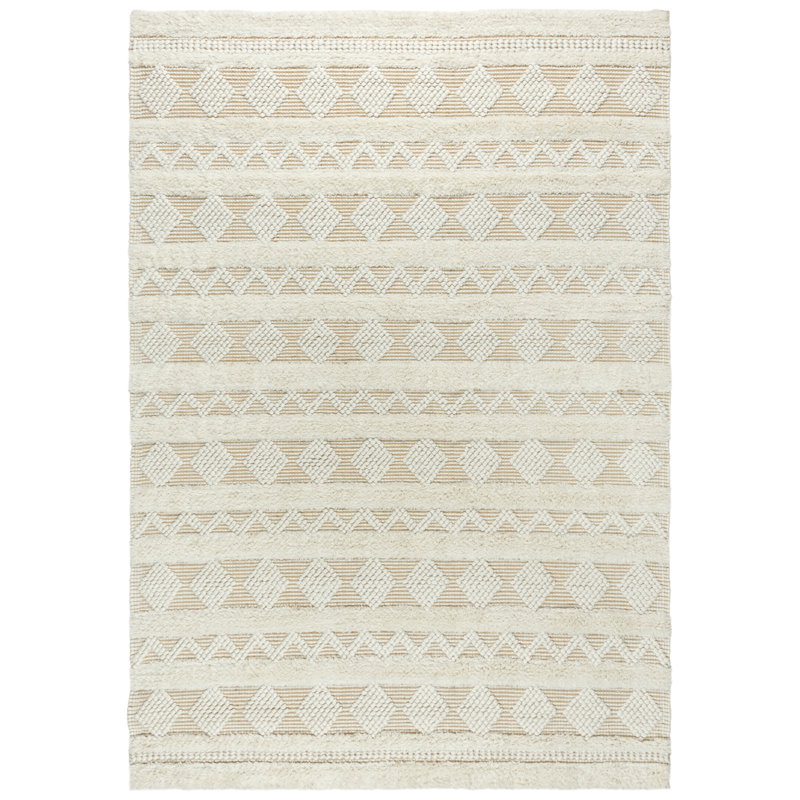 Tapis beige en laine tissé à la main Ferrao, Rectangle 7 pi 9 po x 9 pi 9 po