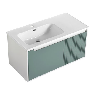 Meuble-lavabo mural avec lavabo en céramique