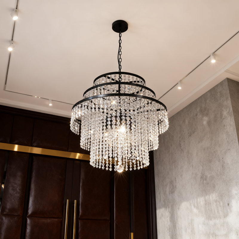 6-light Dimmable Tiered Crystal Chandelier