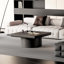 Ensemble de tables basses modernes 2 pièces avec piédestal cylindrique et cannelé Modern Wood-2034282682