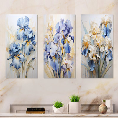 Minimalisme Irises Melody - Ensemble de salon mural 3 pièces Irises