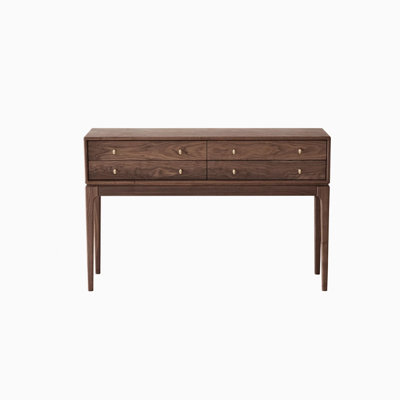 Mid-Century Modern Walnut Rectangular Storage Console Table