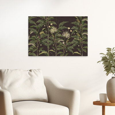 Contemporary Art Abstract Vintage Flower Landscape Art by Josie George - Wrapped Canvas Print