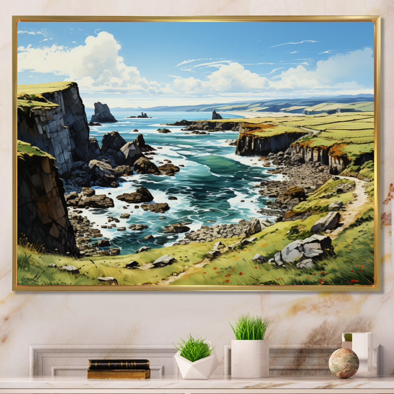 Ireland Dingle Peninces Cilf I - Ireland, art encadré, H 30 po x l 40 po x P 1,5 po, Cadre flottant doré