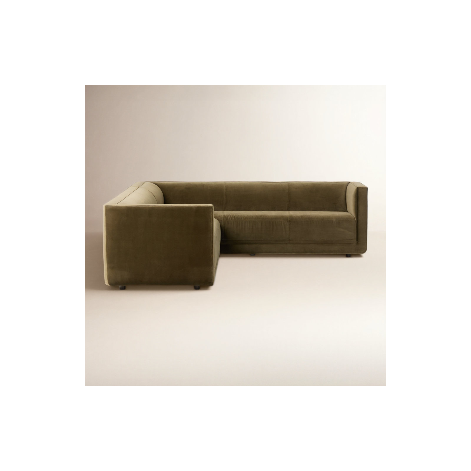 Fitch 119" 2 - Piece Upholstered Corner Sectional, Left Hand Facing, Surrey Olive Performance Velvet