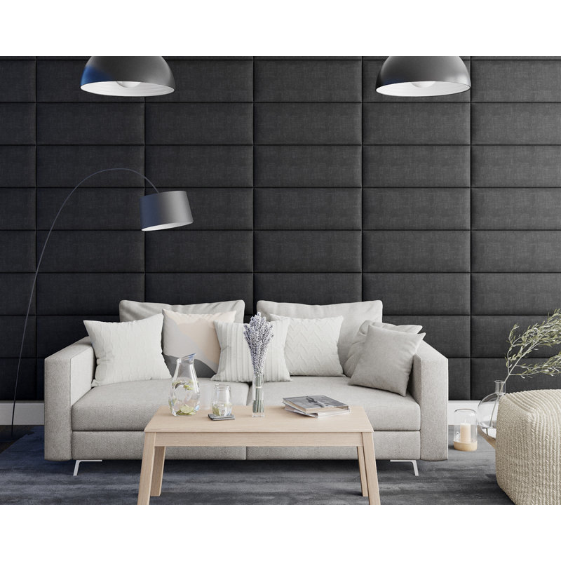 Karnell 30 cm x 75 cm Peel and Stick Upholstered Wall Paneling in Ebony
