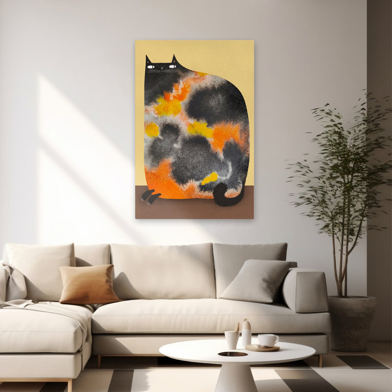 Calico dilué - animaux, ensemble de chats d'automne, art, H 60 po x l 40 po