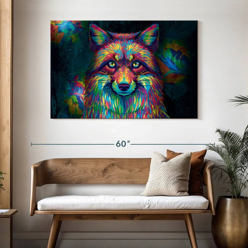 Renard de couleur arc-en-ciel Brampt, H 32 po x l 48 po