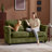 Boneless Cute Compact Chenille Loveseat With Floral Arms For Small Spaces-1384123531