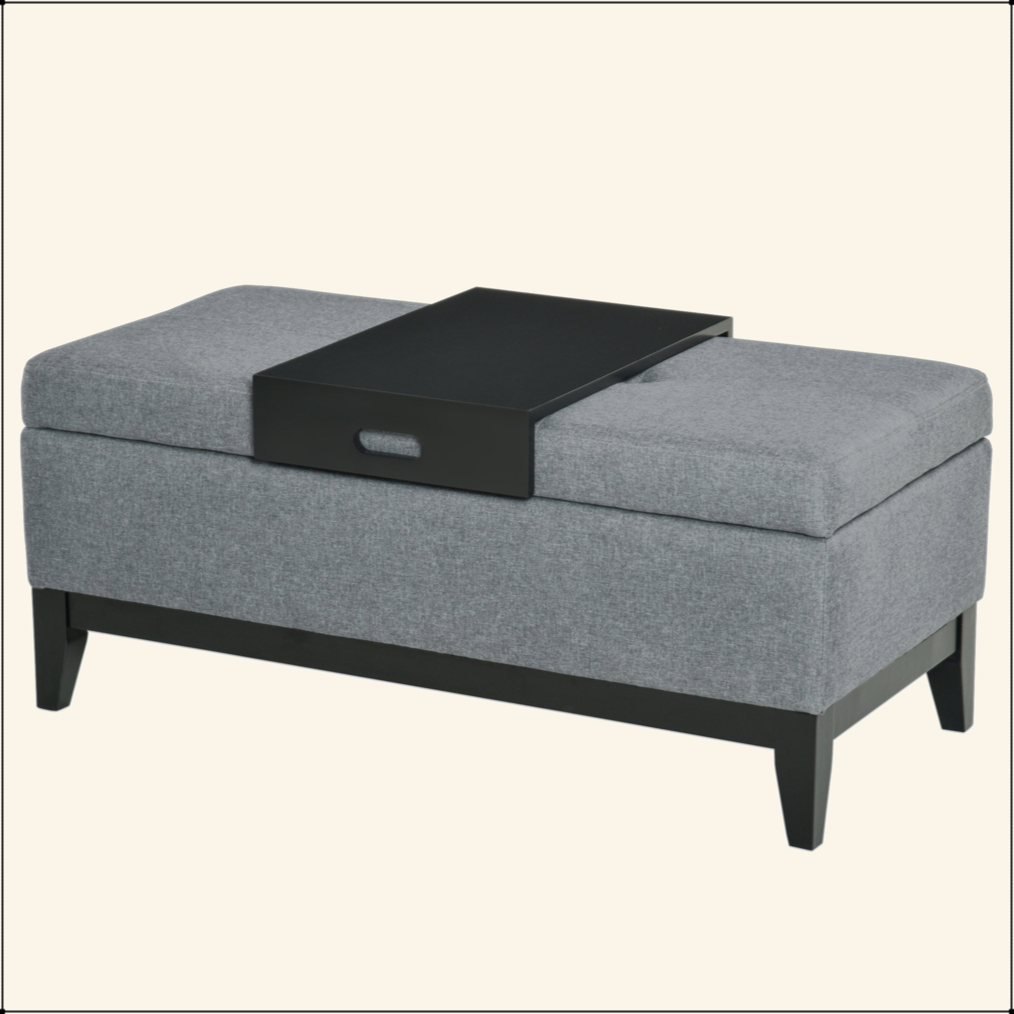 Lark Manor™ 42" Rectangular Storage Ottoman Bench, Linen Fabric Coffee ...