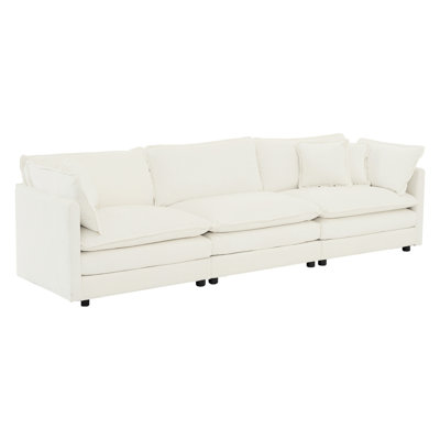 3 en blanc: revêtement, structure pour la stabilité, collection White 3: configuration 1 + 1 + 3, style moderne, tissu chenille, bois