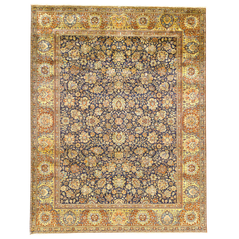 High-Quality Hand-Knotted Blue And Gold Area Rug