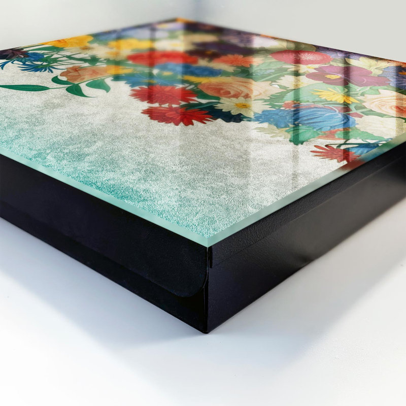 Key box, Opens to the left, 30x30x5, Black, Colorful flowers full of life and energy, 