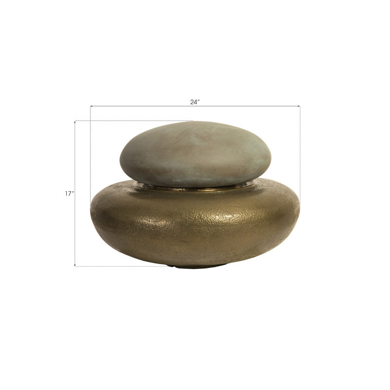 Heian Fountain, MD, Bronze Top, Brase Base, 17'' H X 24'' W X 24'' D, Bronze, Brass