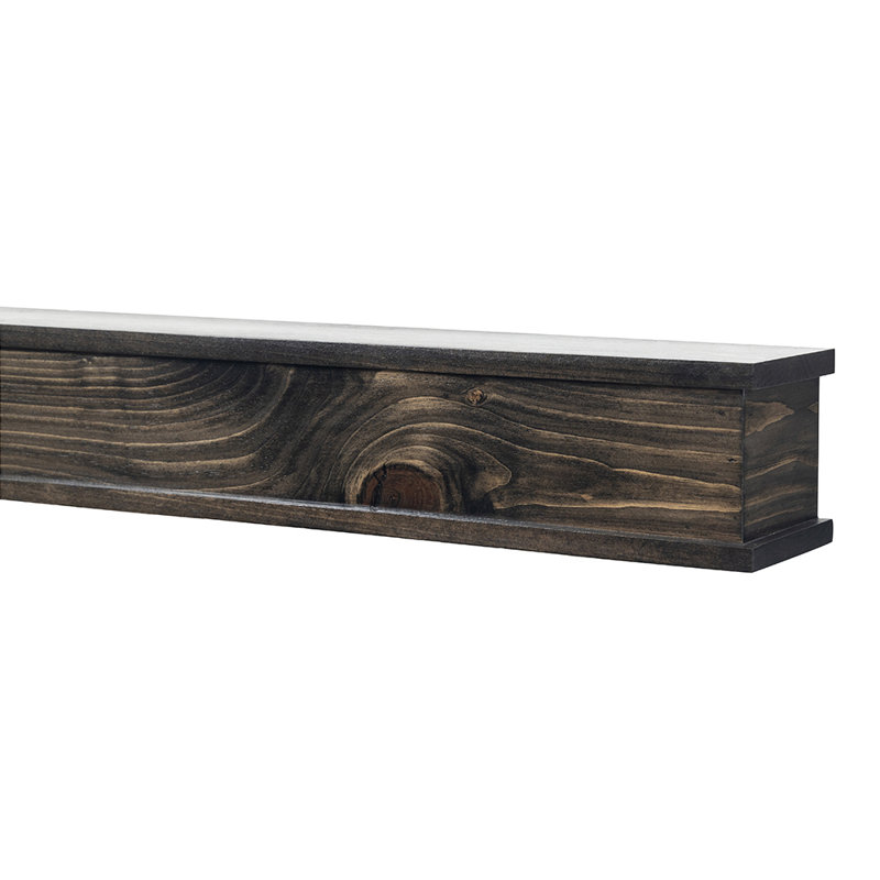 Floating Wood Fireplace Mantel Shelf - Wooden Shelf with Symmetrical Top & Bottom Molding, Ebony, 72