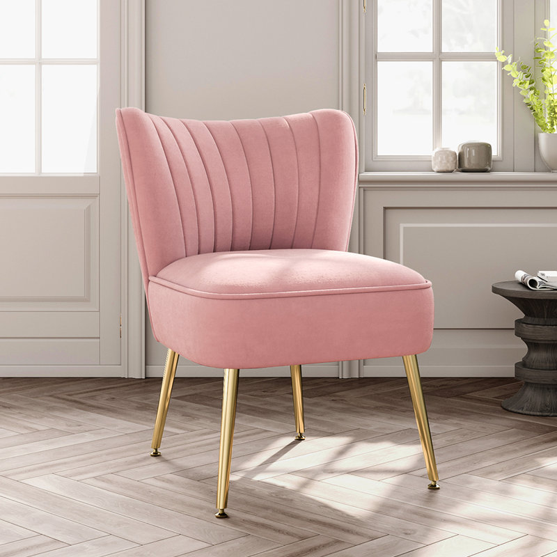 Dominique Velvet Wingback Chair, Pink