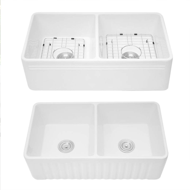 33'' L Double Bowl Ceramic Kitchen Sink