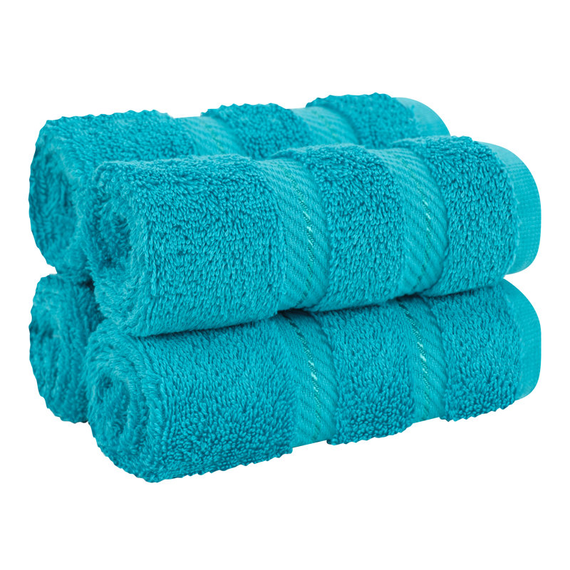 Darcelle 100% Cotton 4-Piece Turkish Washcloth Set, Aqua Blue