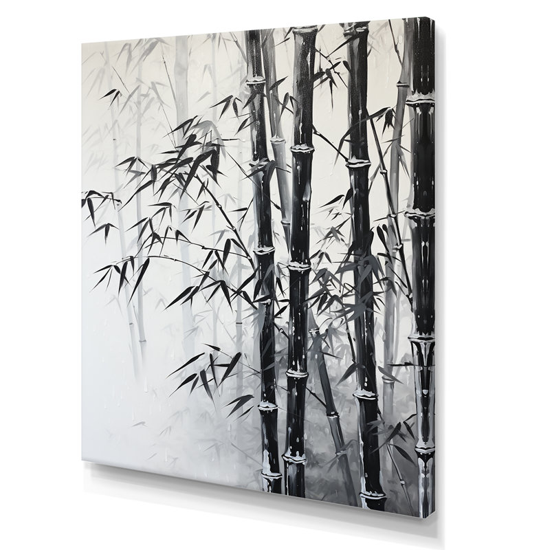 «Black and White Wild Bamboo I», reproduction sur toile_106632, H 32 po x l 16 po x P 1 po, Toile tendue